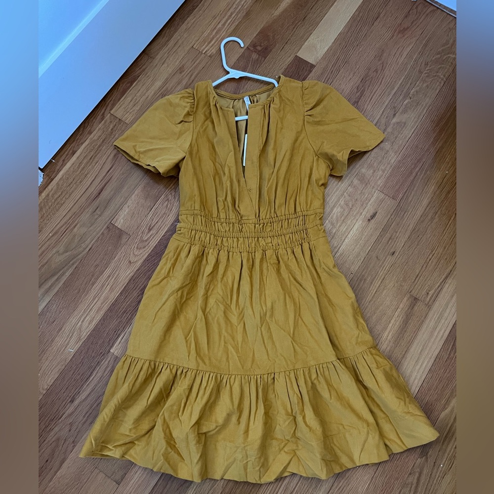 Golden yellow corduroy Somerset dress - Anthropologie